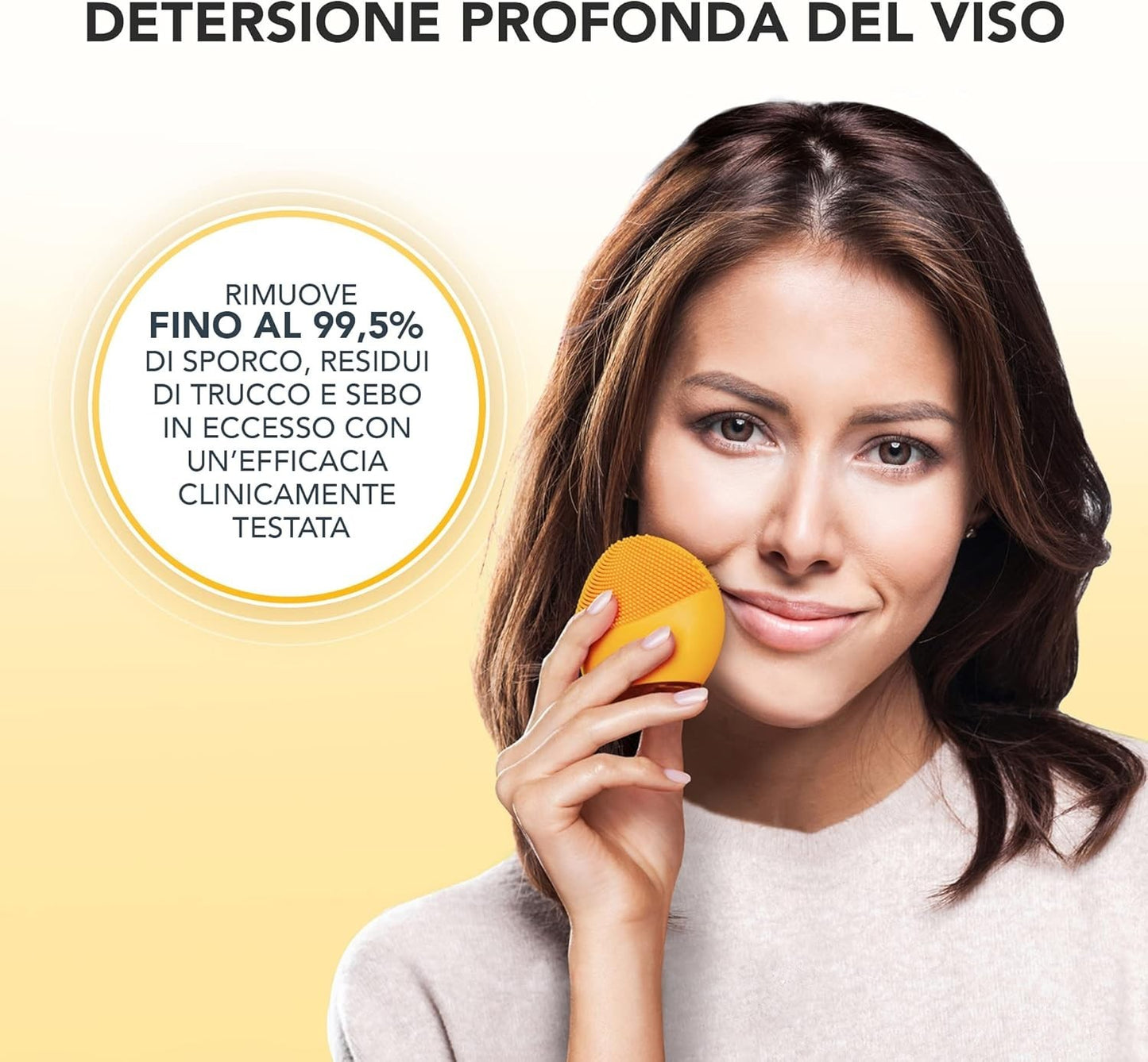 Spazzola Pulizia Viso Sonica Silicone 3 Zone Massaggio Pelle USB Compatta Foreo