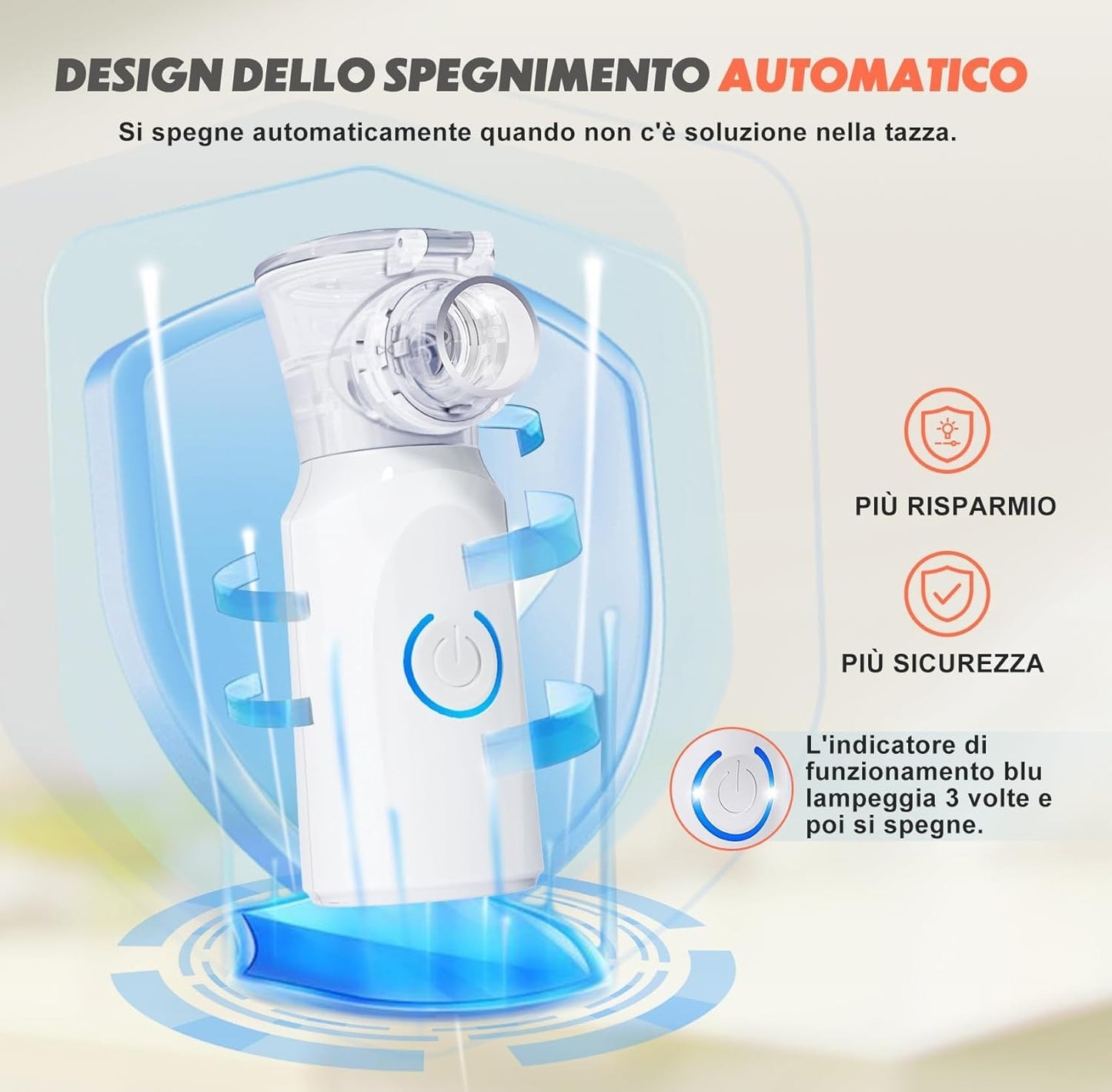 Aerosol Portatile AU YAT Ricaricabile USB-C Ultrasuoni Silenzioso Bambini Adulti