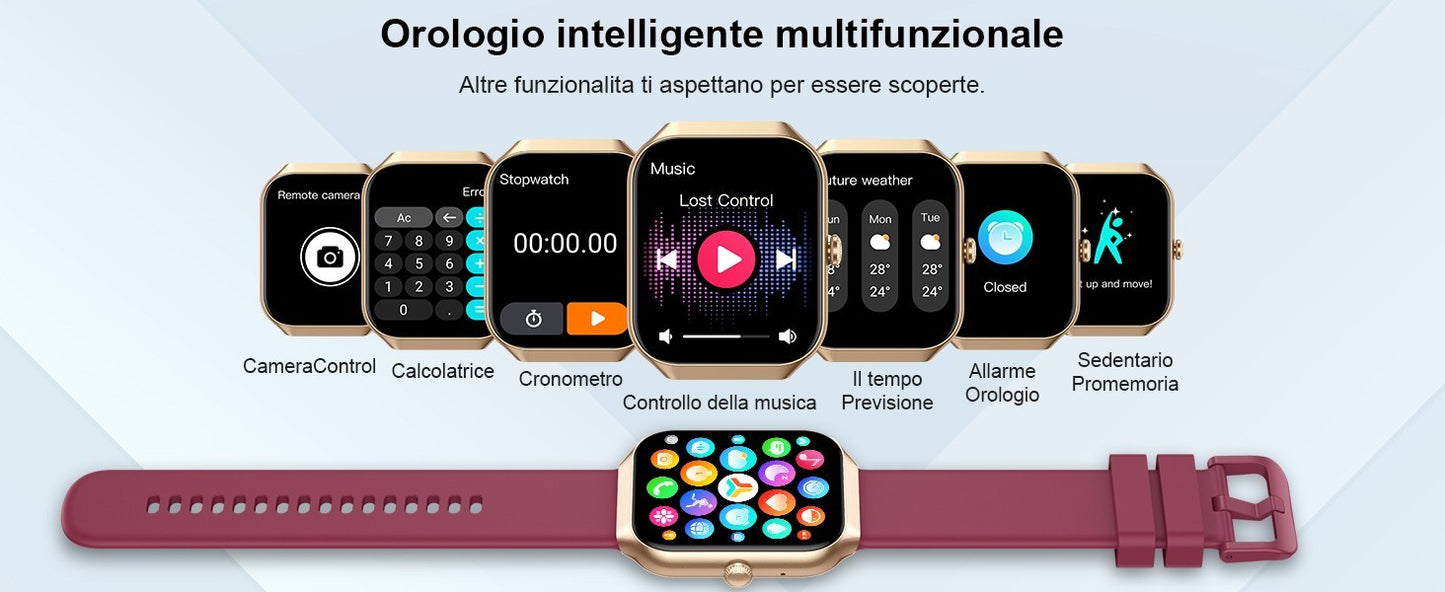 HOIFA P98 Smartwatch Uomo Donna 1,96" Chiamate SpO2 Cardio Sonno 113+ Sport IP68