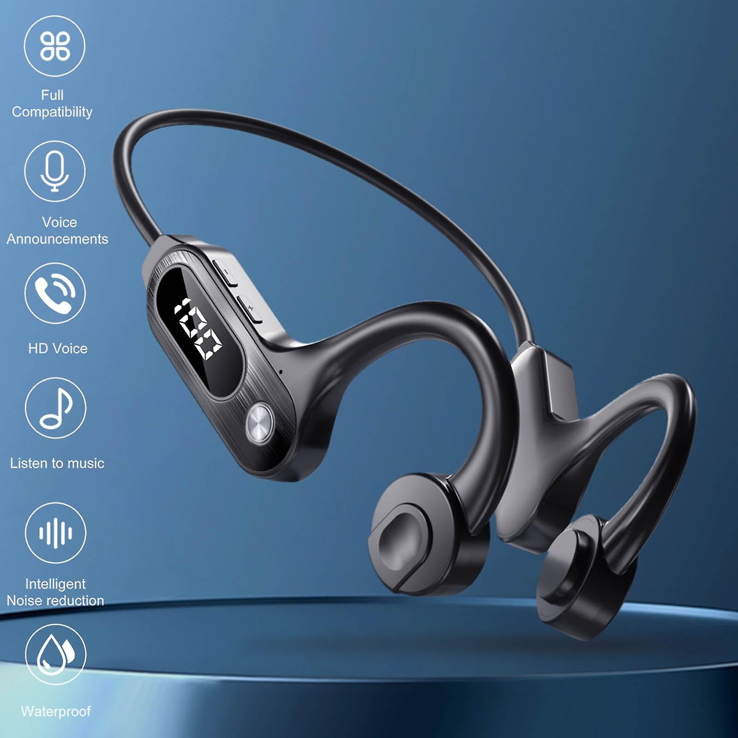 V30 cuffie a conduzione ossea Bluetooth 5.3 cuffie Stereo senza fili non In-Ear IPX5 supporto per auricolari sportivi impermeabili TF Card