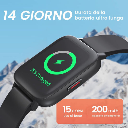 Orologio Fitness Uomo Donna,1.7" HD Touchscreen Smart Watch Chiamate Impermeabile Fitness Tracker con Cardiofrequenzimetro Notifiche Messaggi Whatsapp Sonno Contapassi