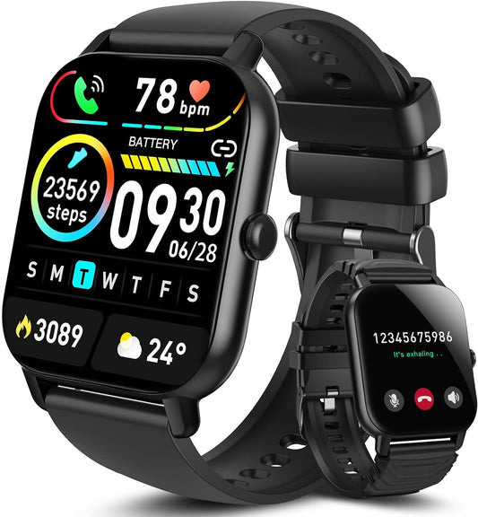 Smartwatch Uomo Donna, 1.85" Orologio Smartwatch Effettua/Rispondi alle Chiamate, 112 Sportivo, IP68 Impermeabil Fitness Tracker, Smart Watch con Cardiofrequenzimetro/monitoraggio del Sonno