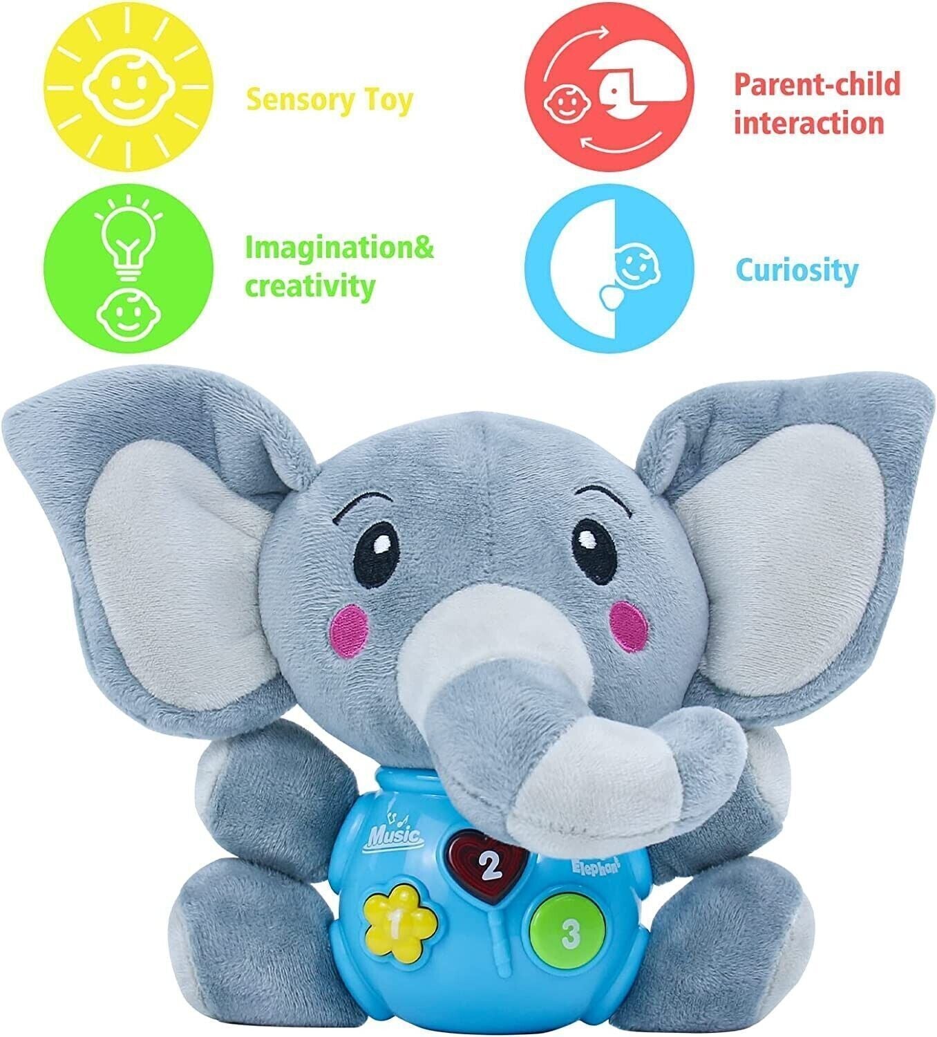 Elefante Peluche Neonato Giochi Bambini 6 Mesi Interattivi Peluche Neonato