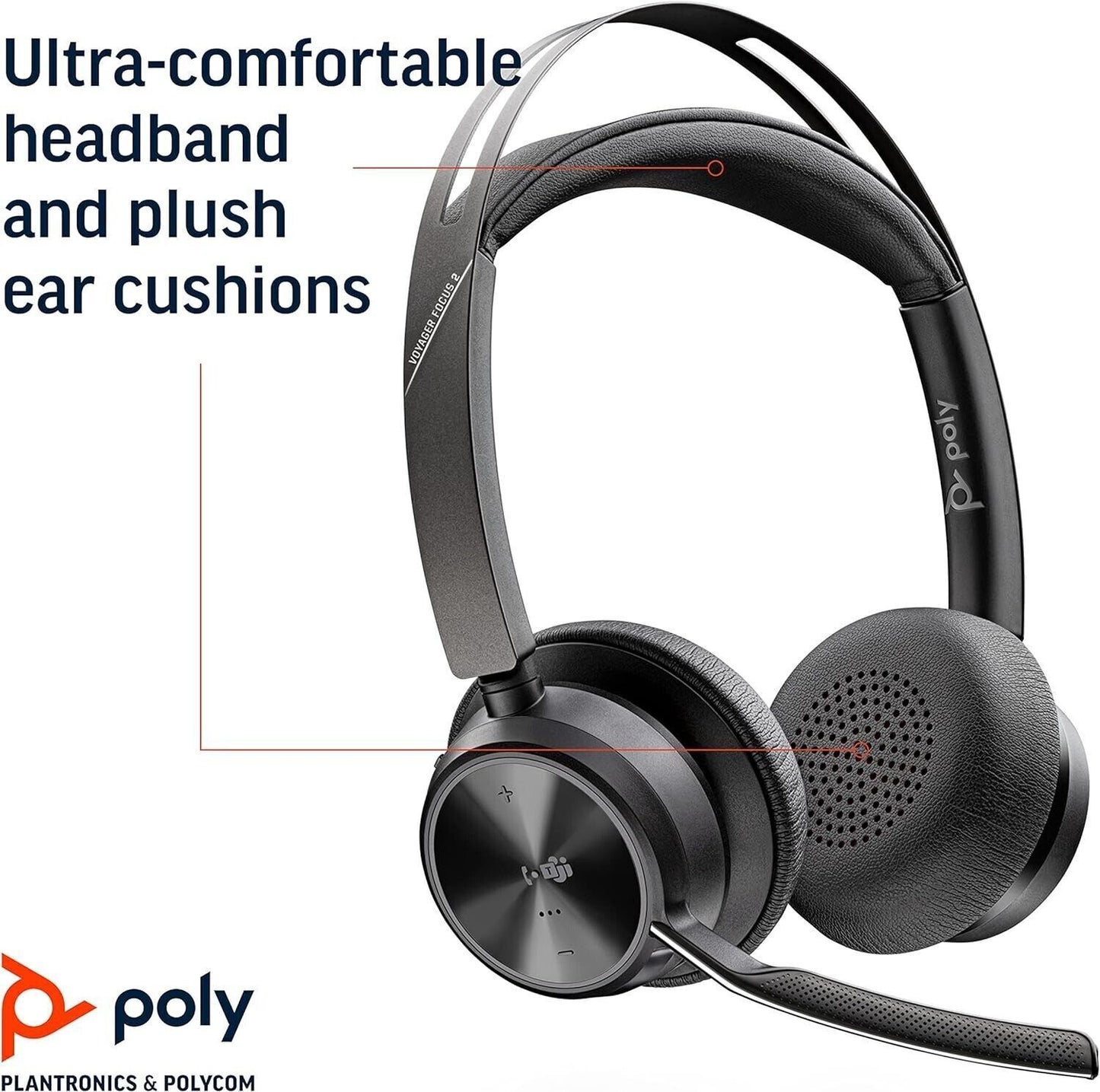 Poly - Cuffie USB-C Voyager Focus UC con supporto (Plantronics) - Bluetooth
