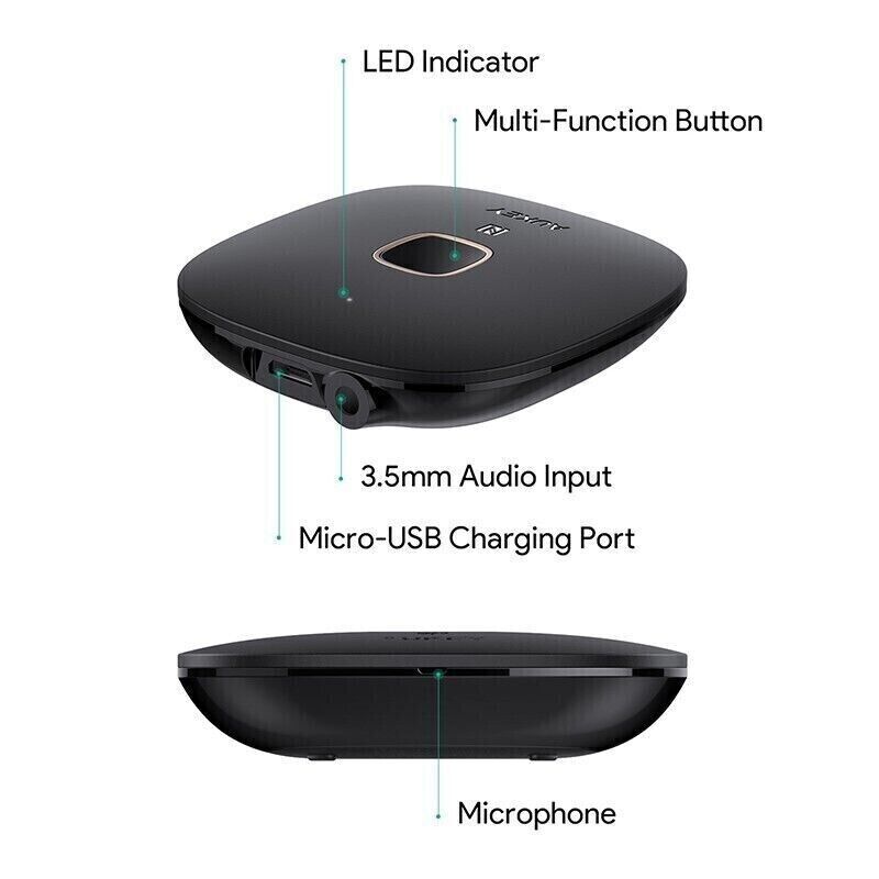 Aukey BR-C16 Ricevitore Bluetooth 4.1 con NFC Adattatore Audio Stereo Auto