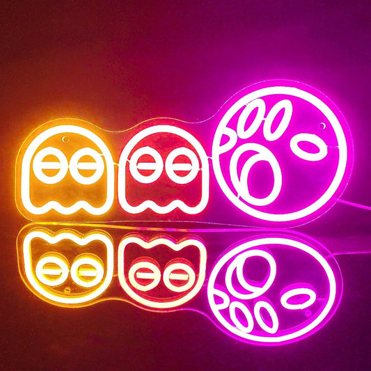 Insegna al neon per giochi Pac-man luci al neon LED fantasma insegna retrò arcad