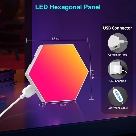 Lampade da Parete Esagonali per Gaming, Camera da Letto, Soggiorno, Sala Giochi