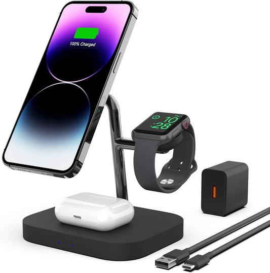 Caricabatterie wireless magnetico Boaraino, stazione di ricarica wireless 3 in 1