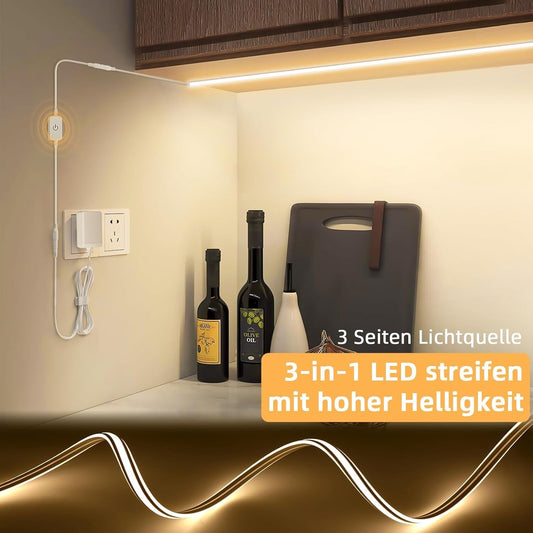 Striscia LED Sottopensile 2 m Bianco Caldo LED 3000 K Bianco Caldo adesiva Lemom