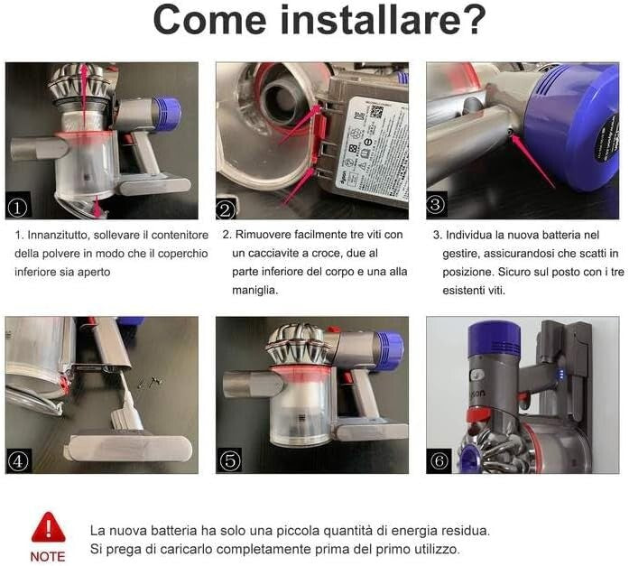 Batteria compatibile con Dyson V8 ricambio 6000mAh Dyson V8 SV10