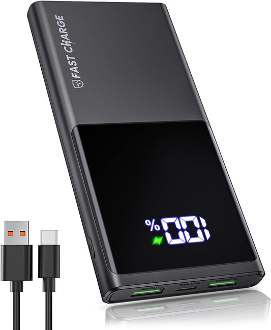 Power Bank 10500mAh Ultra Sottile & Leggero Caricatore Portatile con 3 Uscite
