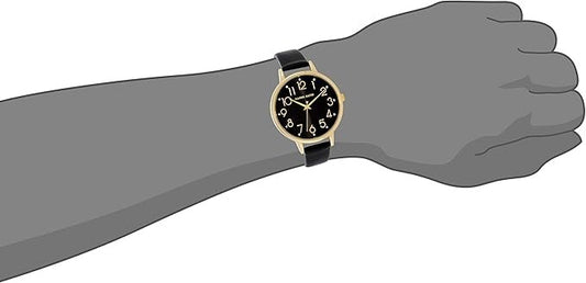 Daniel David Orologio da donna con cinturino in pelle PU liscia nera