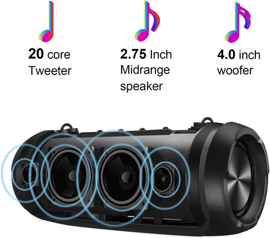 Cassa Bluetooth, 30W Altoparlante Bluetooth Portatili Hi-Fi Stereo 30 Ore di Rip