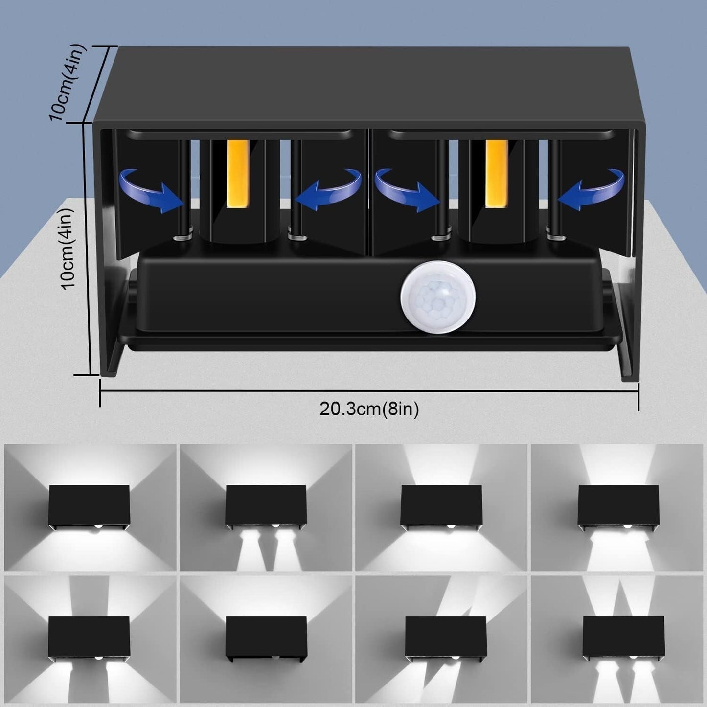 Kingwei 2 pezzi 20W Applique da Esterno con Sensore di Movimento 6000K Bianco