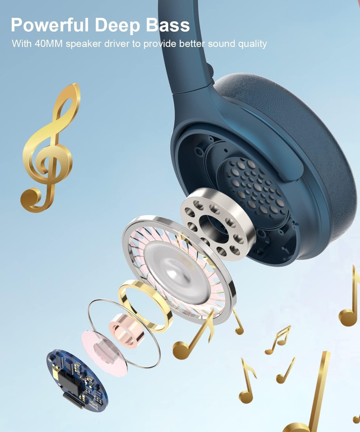 Cuffie INFURTURE con cancellazione attiva del rumore, cuffie Bluetooth wireless
