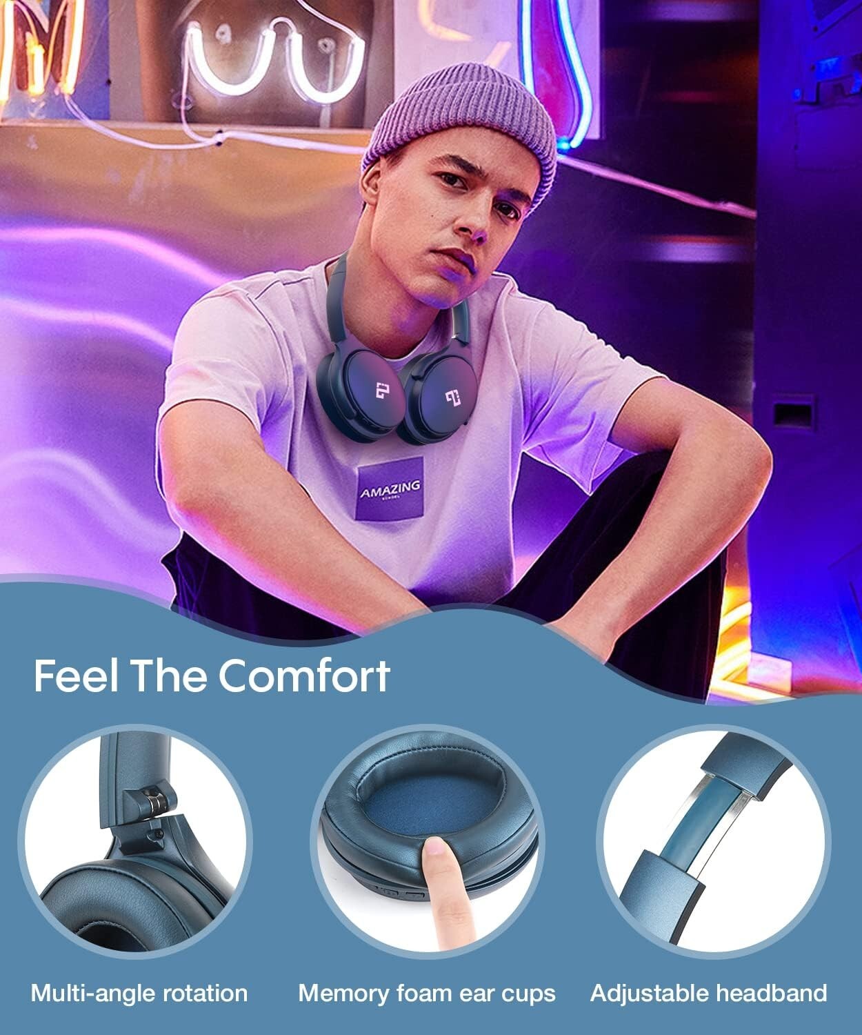 Cuffie INFURTURE con cancellazione attiva del rumore, cuffie Bluetooth wireless