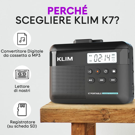 K7 Cassette Player Convertitore  MP3  Audio Portatile Microfono e Altoparlante