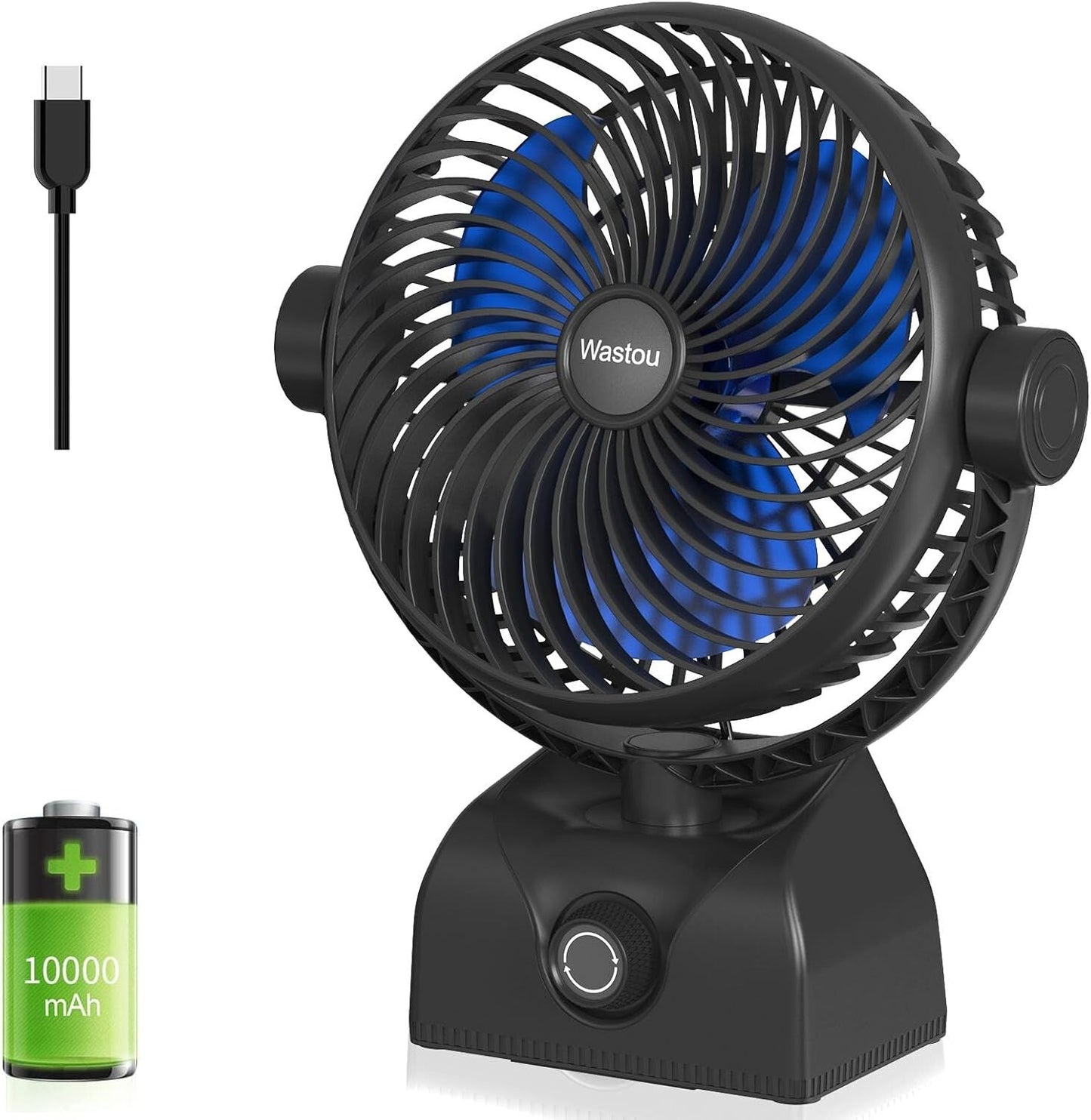 Ventilatore da Tavolo Portatile Batteria da 10000mAh Ricaricabile USB regolabile