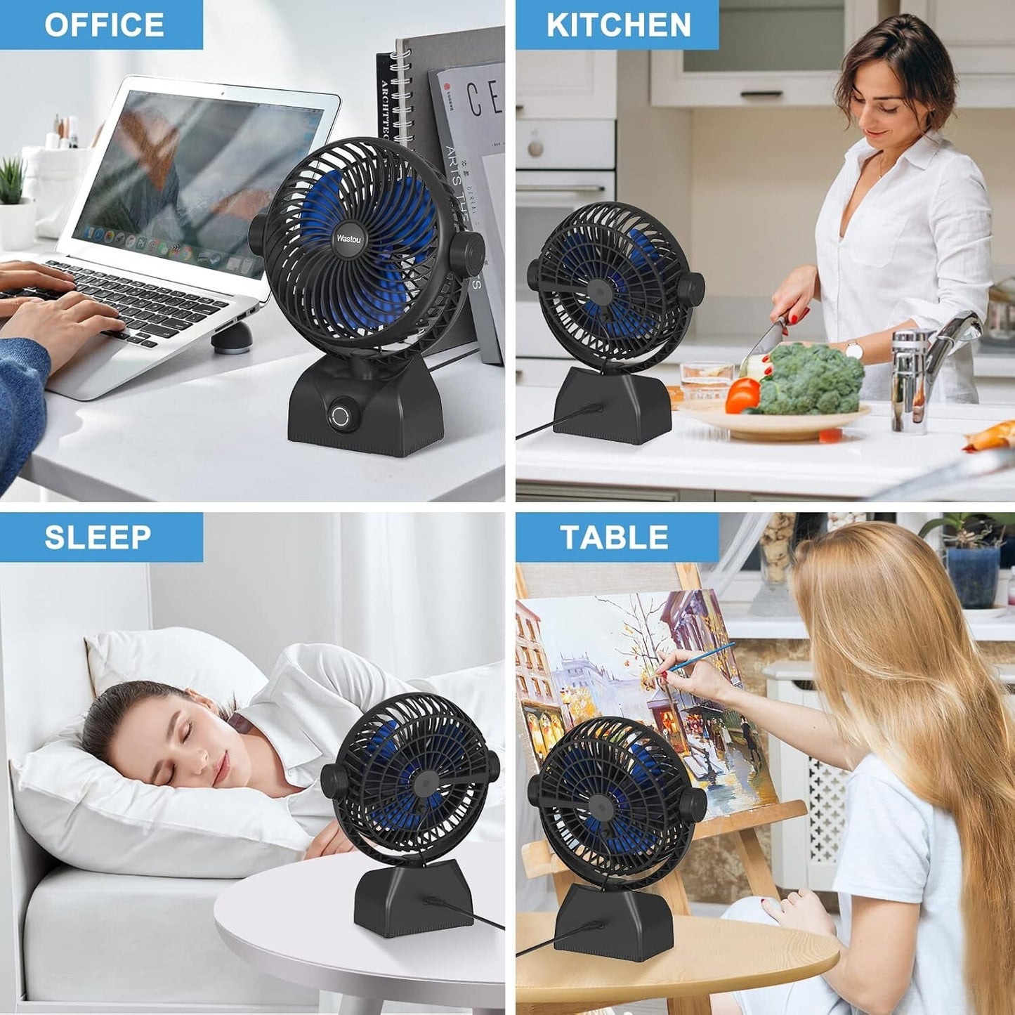Ventilatore da Tavolo Portatile Batteria da 10000mAh Ricaricabile USB regolabile