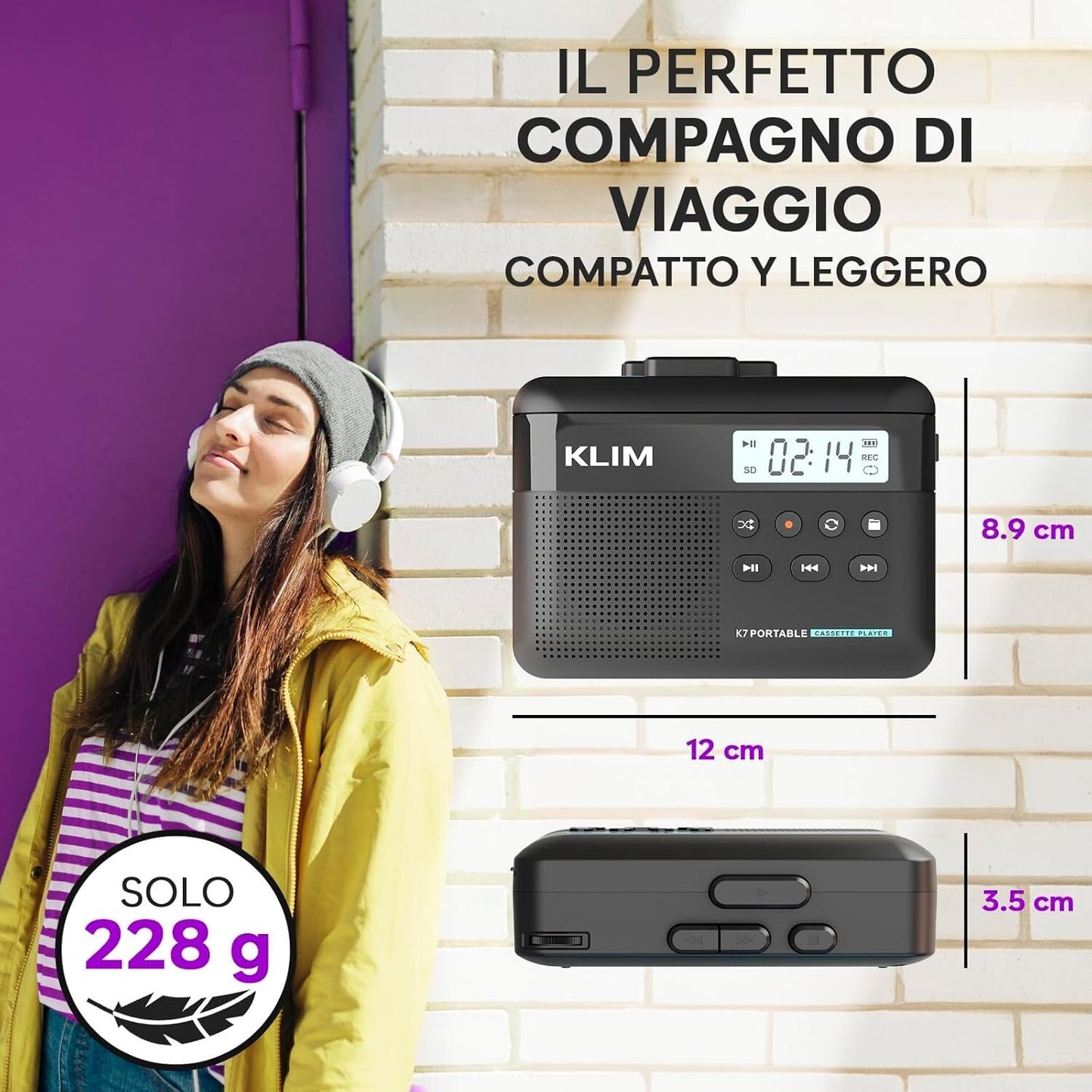 K7 Cassette Player Convertitore  MP3  Audio Portatile Microfono e Altoparlante