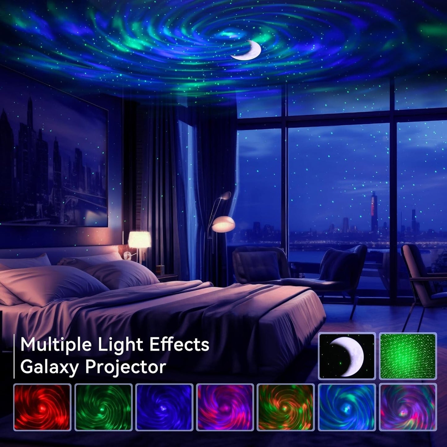 Proiettore Galaxy, 3 in 1 RGB Musica Aurora, luce notturna con altoparlante Blue