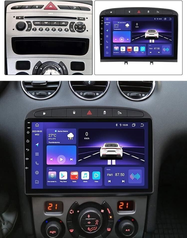 Android 12.0 Autoradio 2 Din Stereo per Peugeot 308 408 2010-2016 Car Tablet 9