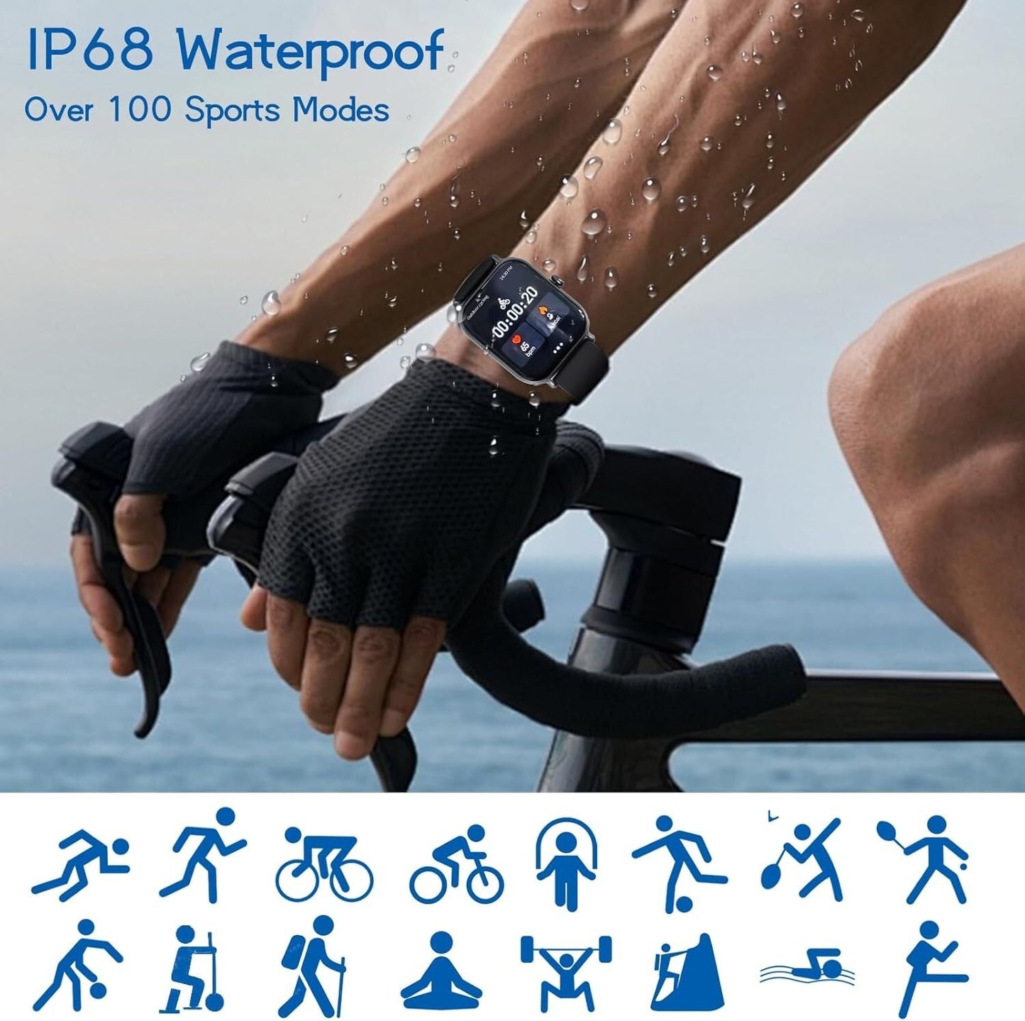 Smartwatch uomo donna, schermo HD  telefono fitness cardiofrequenzimetro