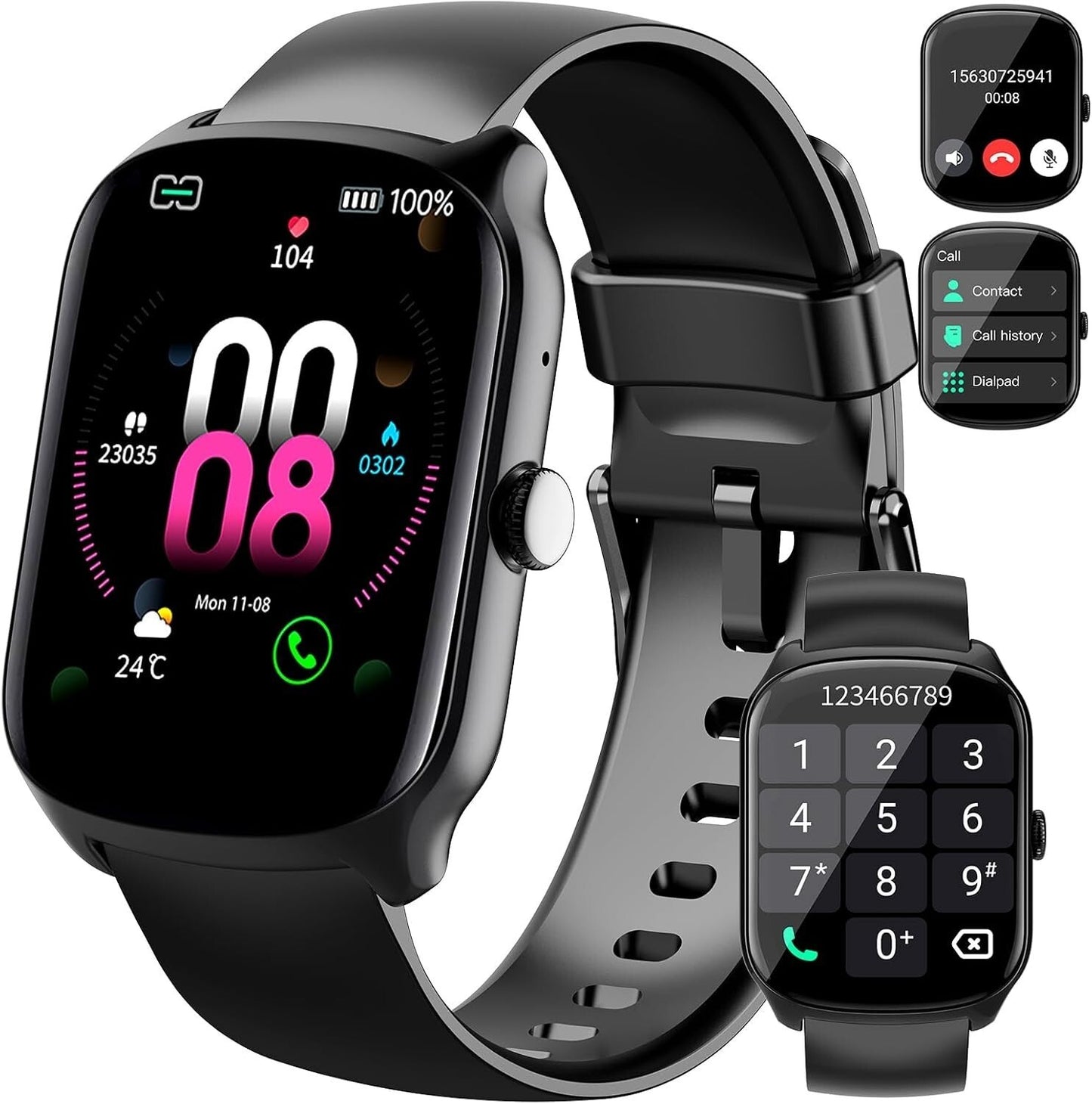 Smartwatch Uomo Donna, 1.95" Schermo Curvo Orologio Chiamate 110 Modalità IP68