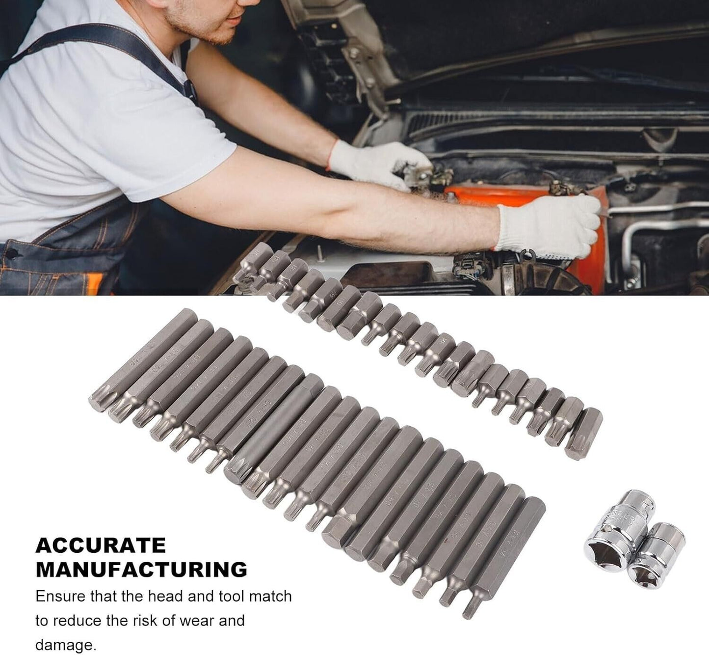 Set di Dadi Multi-dente, Set di Punte a Percussione da 40 Pezzi Set di Dadi a Br