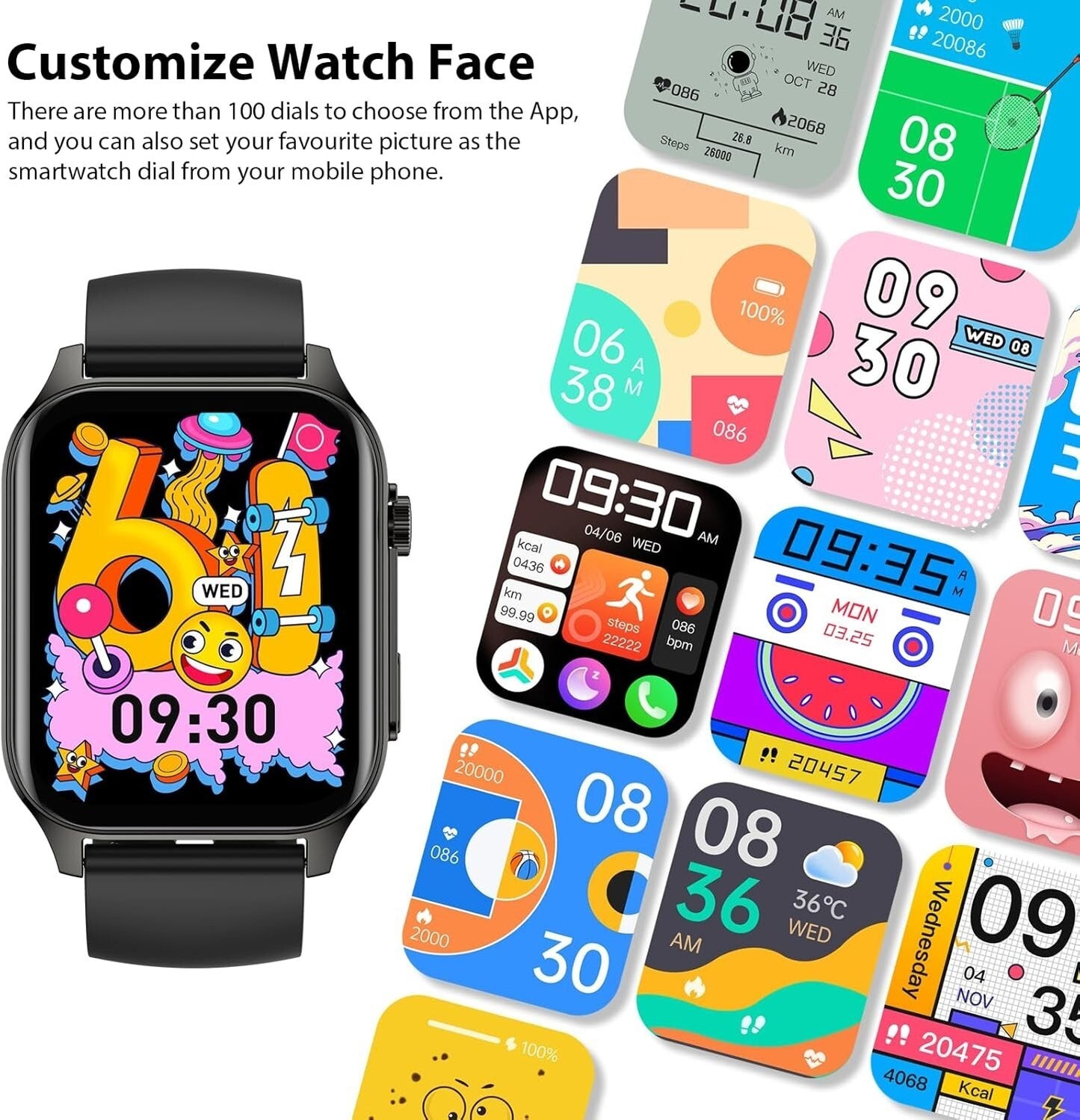 Smartwatch Uomo Donna  Chiamate Orologio Contapassi IP68 110+ Sportivo