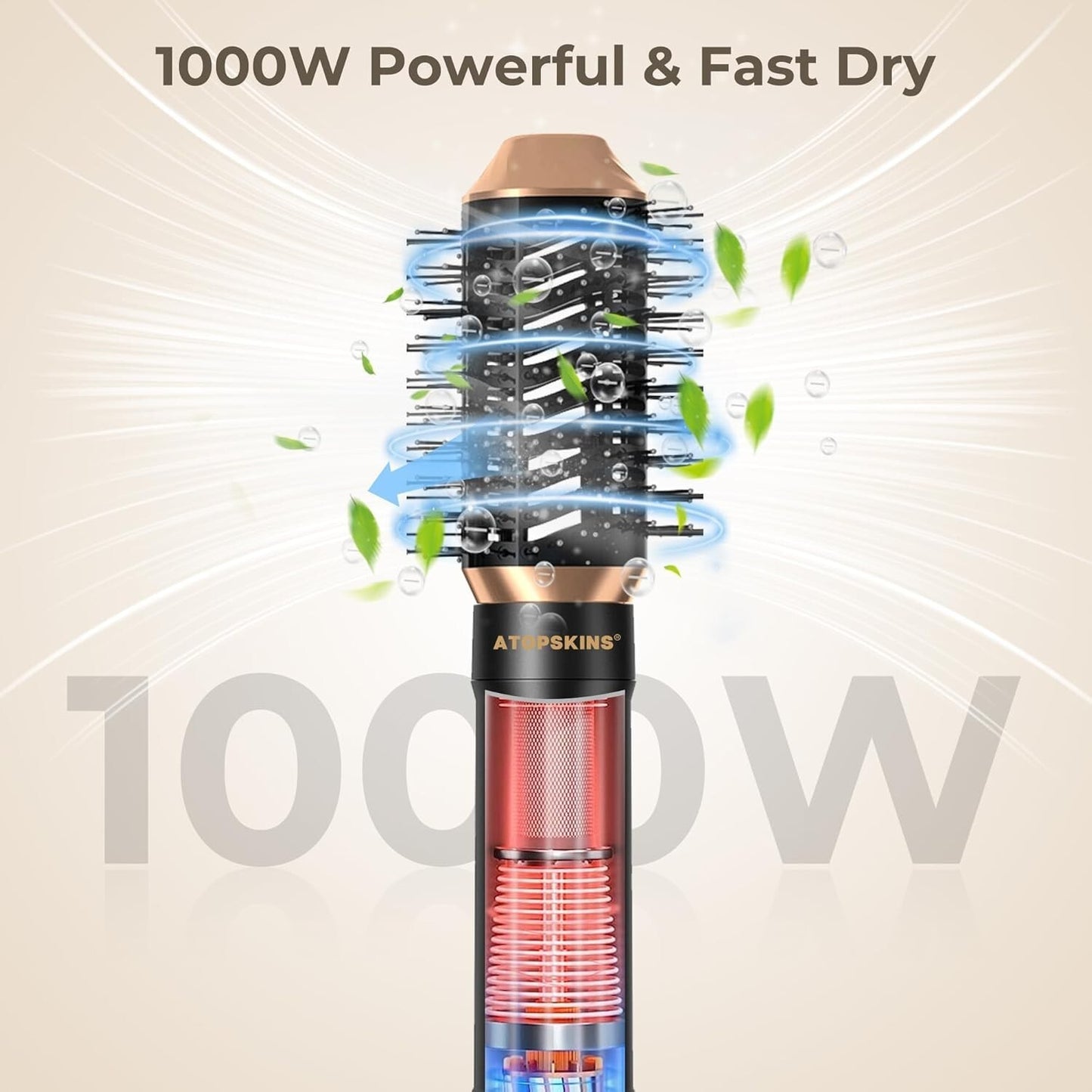 Asciugacapelli Spazzola Phon 6 in 1 Air Styler Set Multifunzione 1000W Atopskins