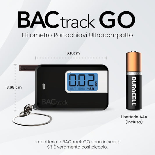 Etilometro Portatile in Formato Portachiavi (Nero), BACtrack GO Ultraportatile
