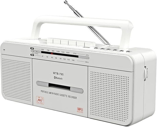 Lettore di cassette retrò WTB-795 con radio stereo USB/Bluetooth/AM/FM MP3