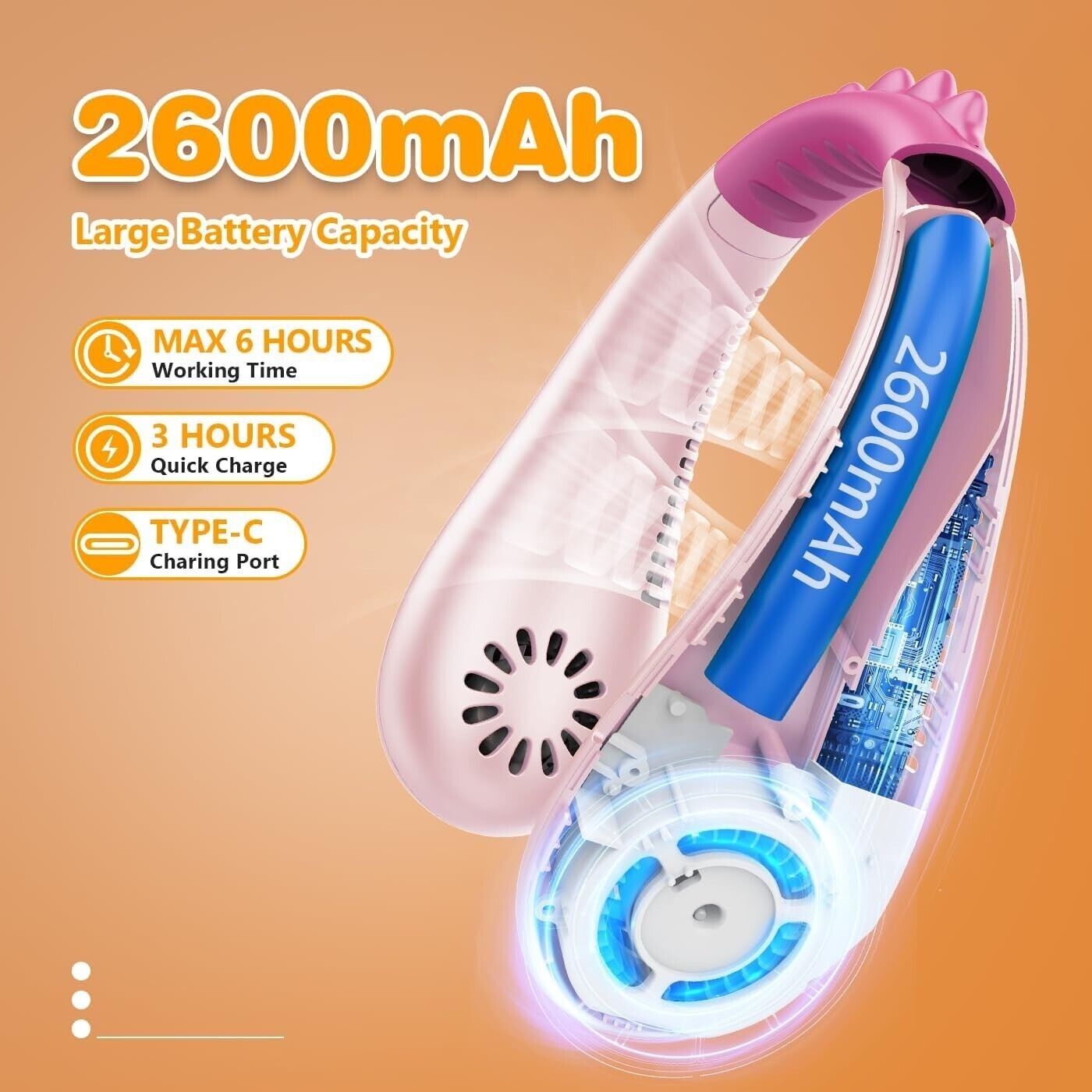 Urmaxs USB Ventilatore da Collo per Ragazzi Raffreddamento 4-16 Anni