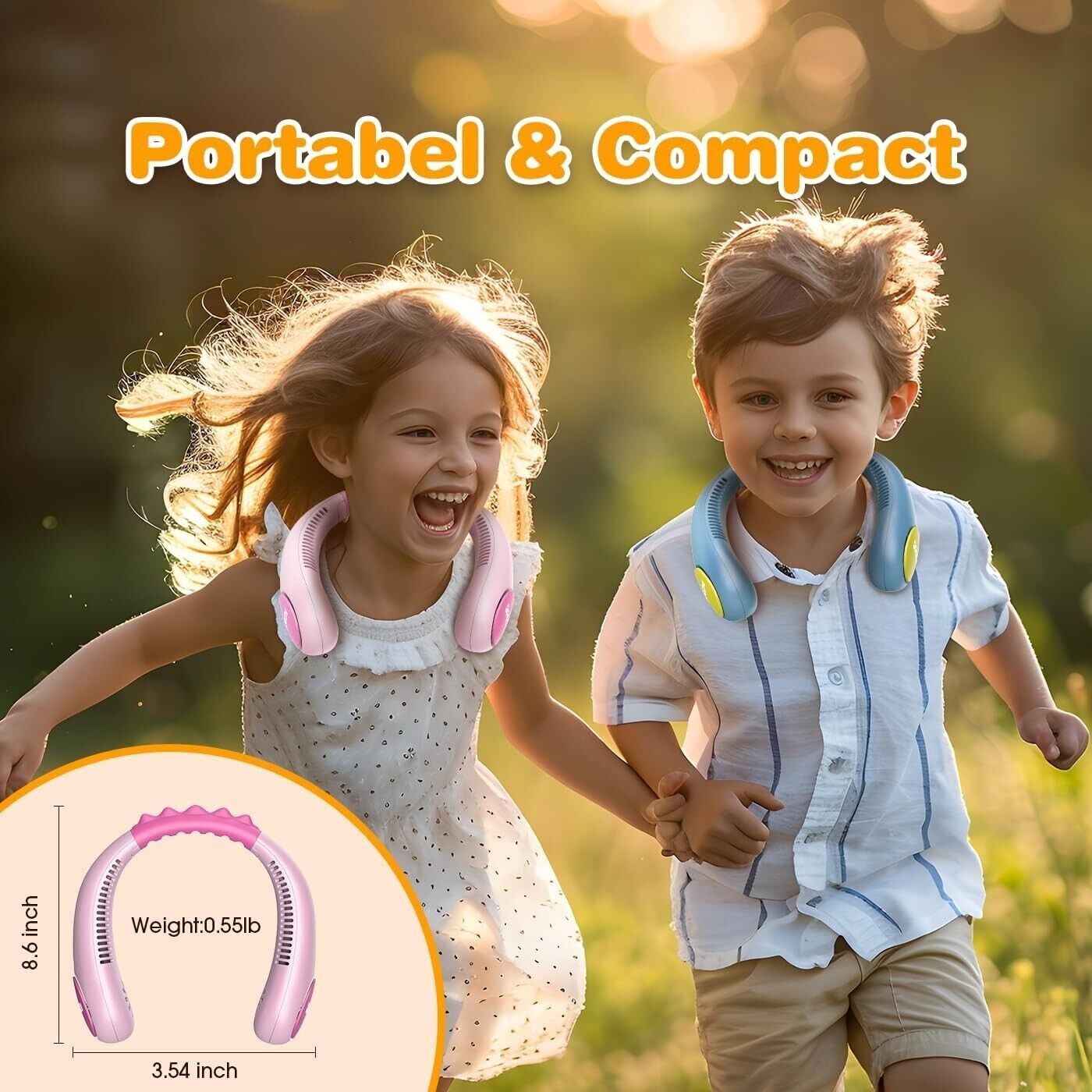 Urmaxs USB Ventilatore da Collo per Ragazzi Raffreddamento 4-16 Anni