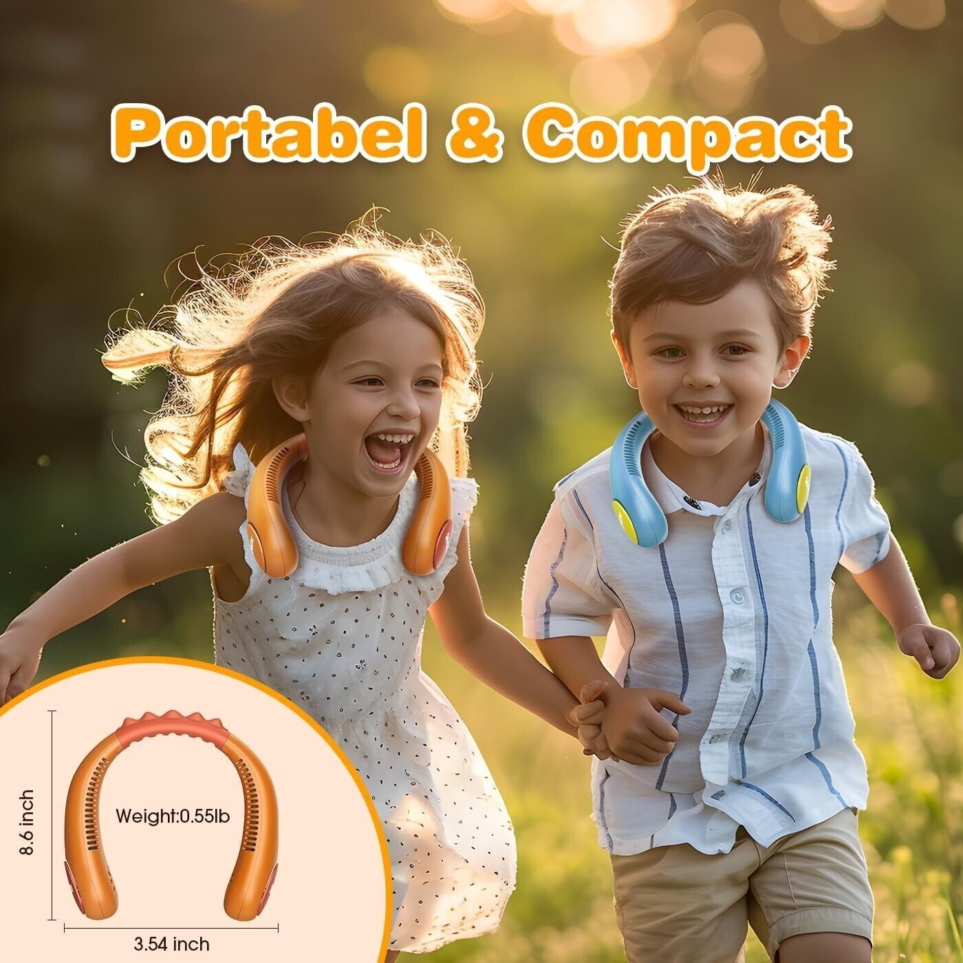 Urmaxs USB Ventilatore da Collo per Ragazzi Raffreddamento 4-16 Anni