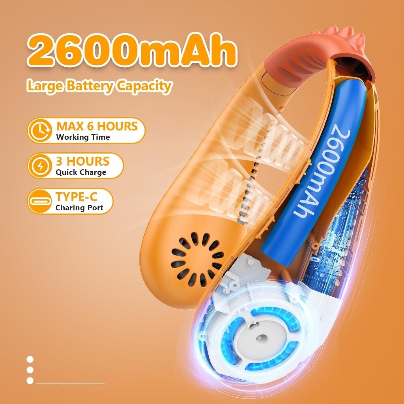 Urmaxs USB Ventilatore da Collo per Ragazzi Raffreddamento 4-16 Anni