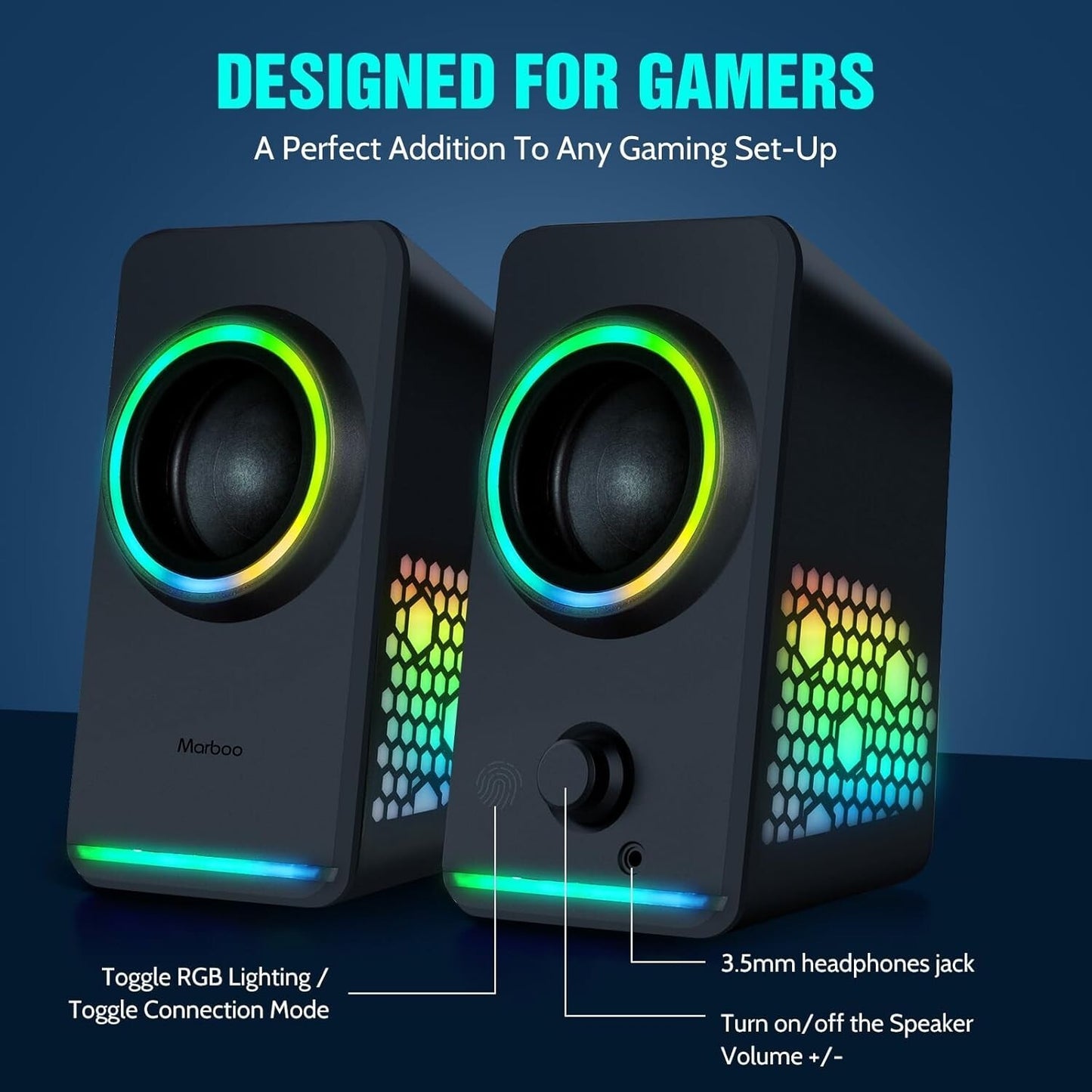 Altoparlanti per PC MARBOO RGB illuminati  da gioco USB jack da 3,5 mm Laptop