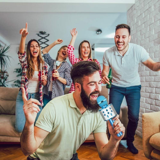 Microfono Bluetooth Karaoke per Bambini lega alluminio colore BLU  tecnologia