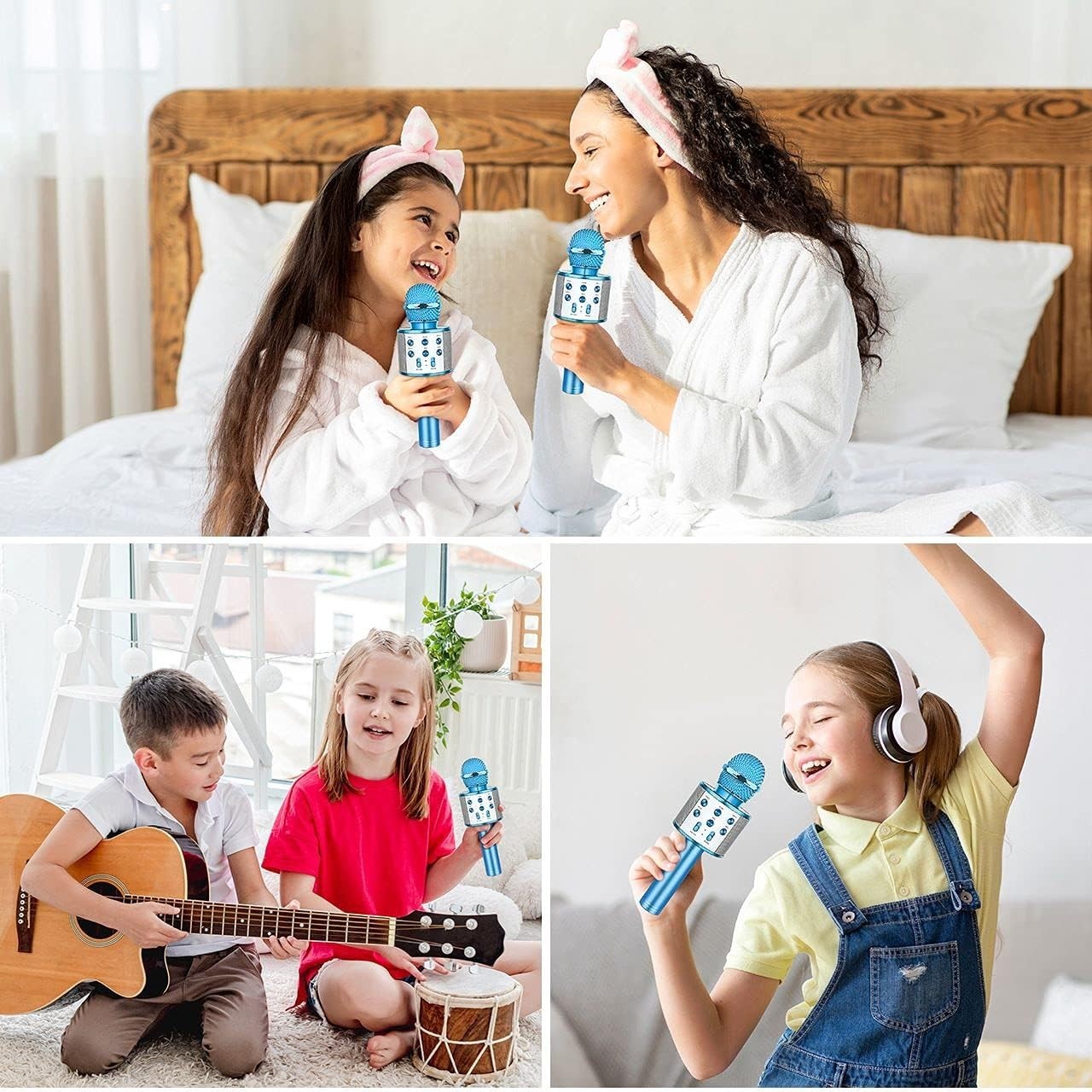 Microfono Bluetooth Karaoke per Bambini lega alluminio colore BLU  tecnologia