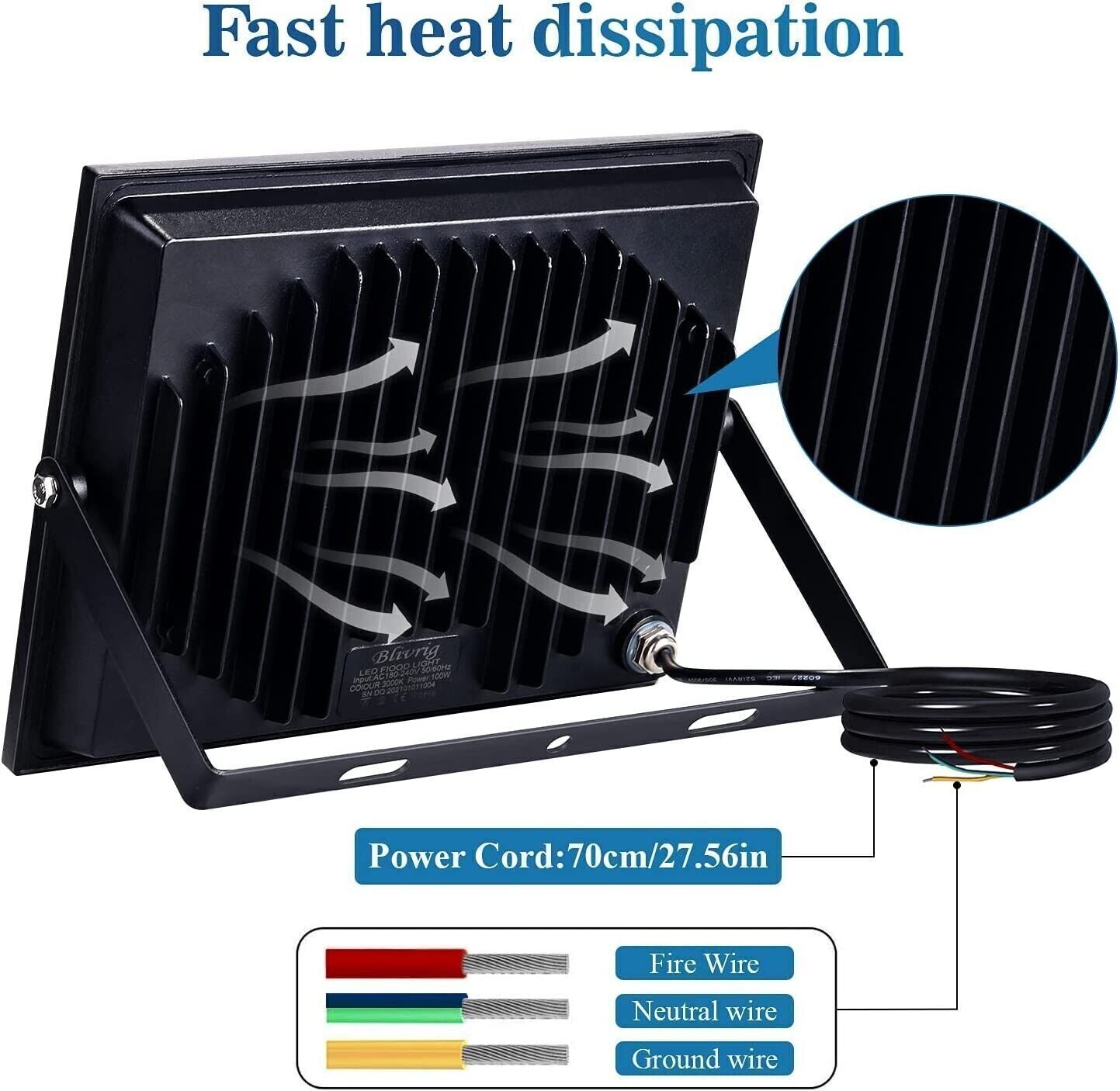 Blivrig 50W faretto led 5000LM Fari LED per Esterno Bianco Freddo 6000K