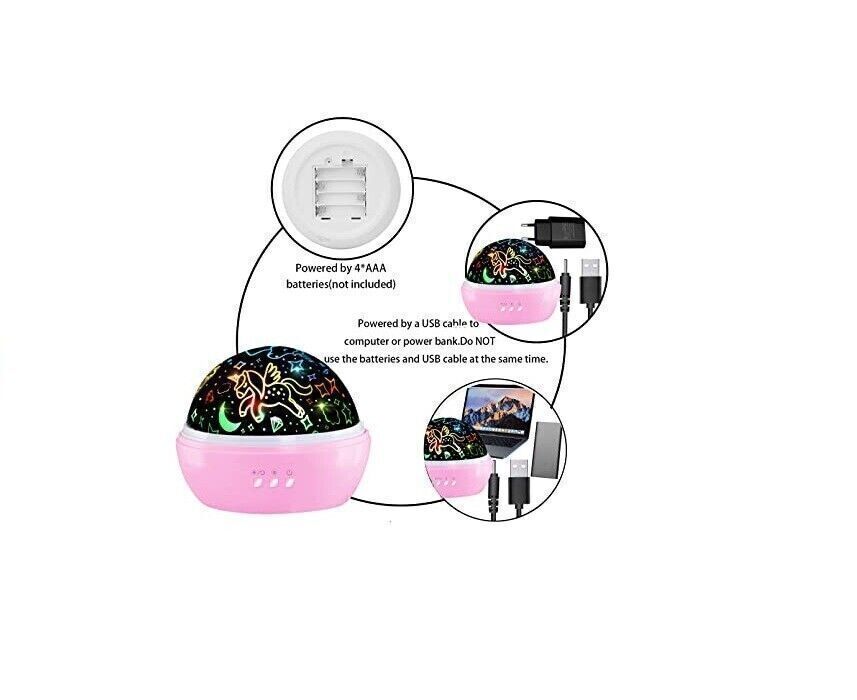 Unicorno Giocattoli Bambina 2-8 Anni, 360° Rotazione Proiettore Bambini