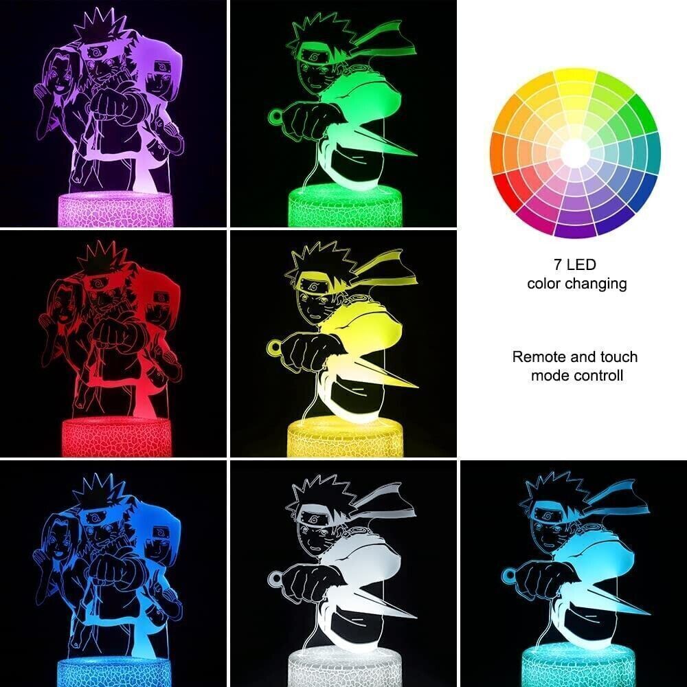 Anime 3D Night Light,adatto per la decorazione della camera dei bambini,2 motivi