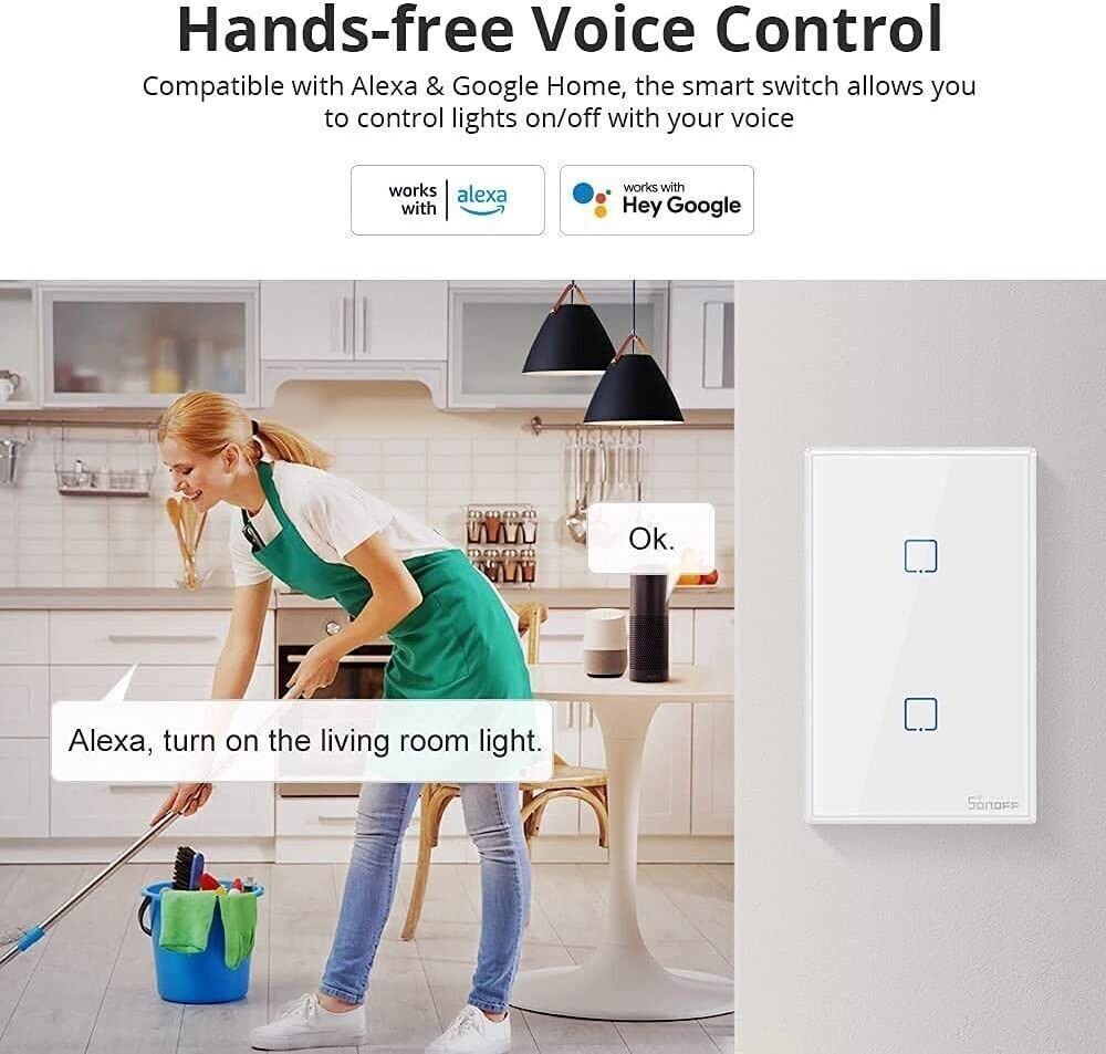SONOFF T0US2C Interruttore Intelligente Luce Controllo RF Wireless WiFi da Muro
