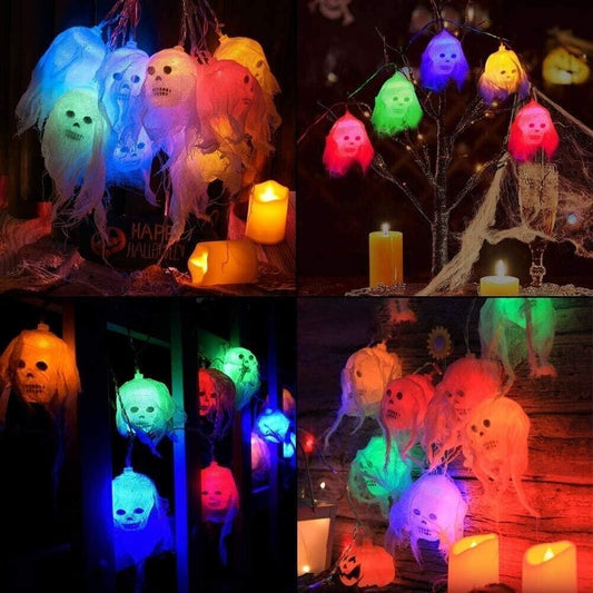 BLOOMWIN LED Stringa Luminosa di Halloween, 20 LED 10 Piedi Colorato Scheletro