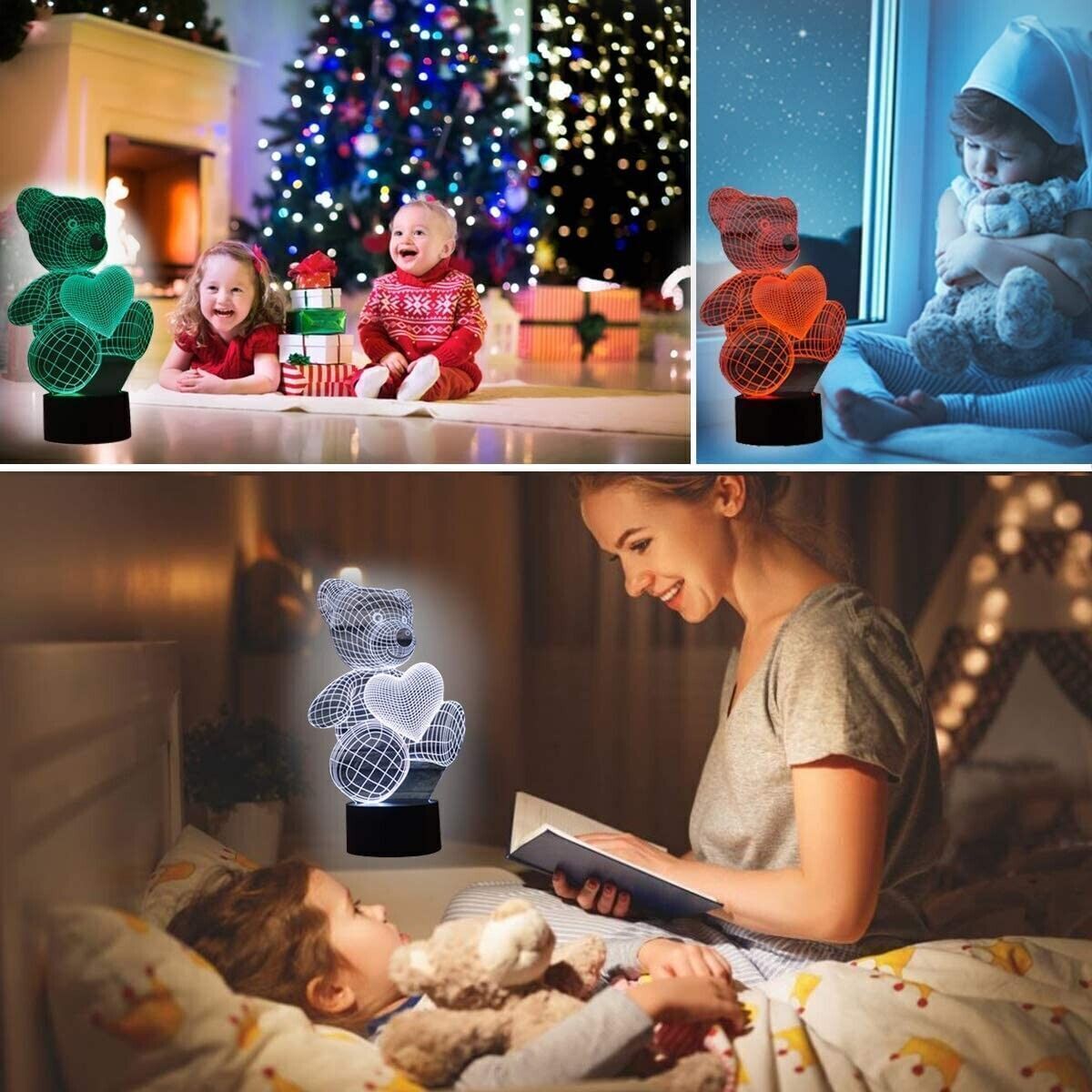 Coolzon Lampada 3D LED Illusion Lampada da comodino Lampade di ricarica USB