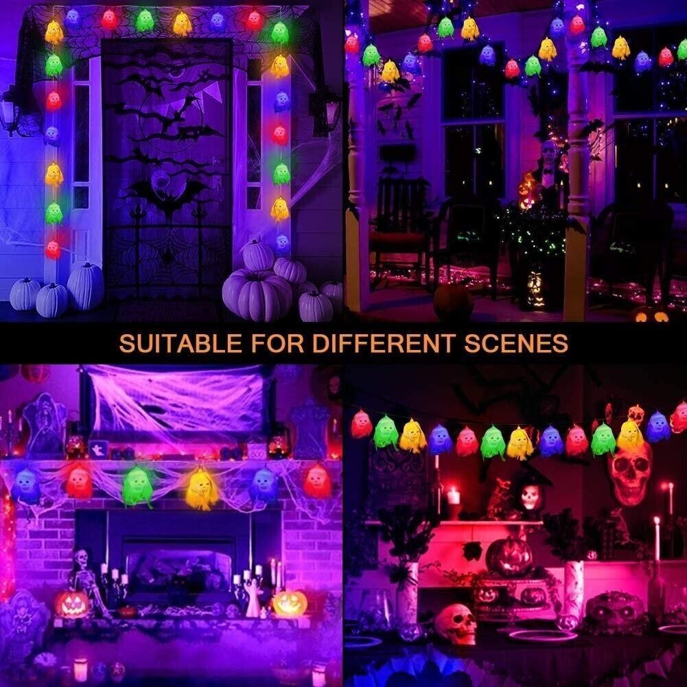 BLOOMWIN LED Stringa Luminosa di Halloween, 20 LED 10 Piedi Colorato Scheletro