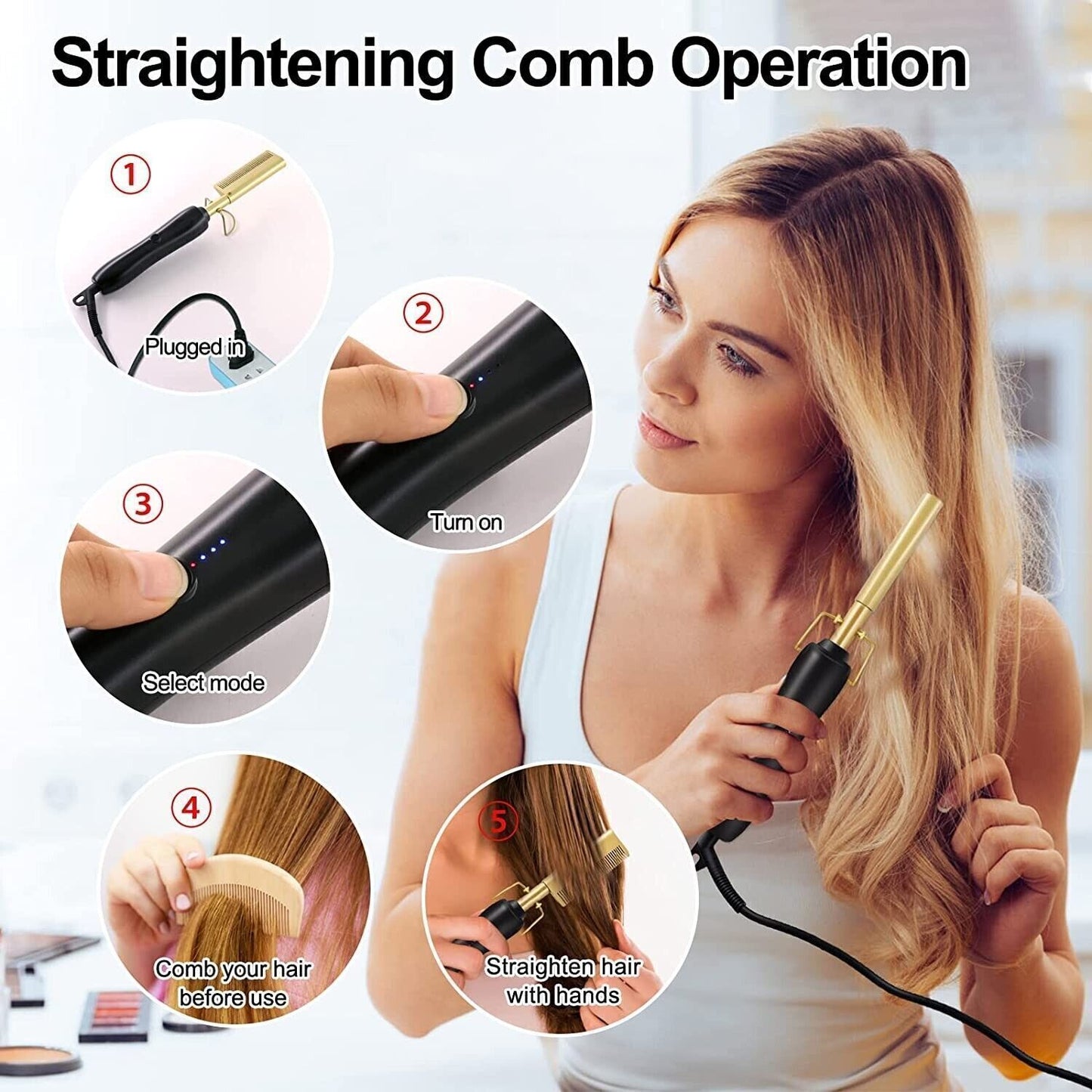 Spazzola lisciante per capelli, Monlida 2 in 1 Piastra riscaldante in ceramica