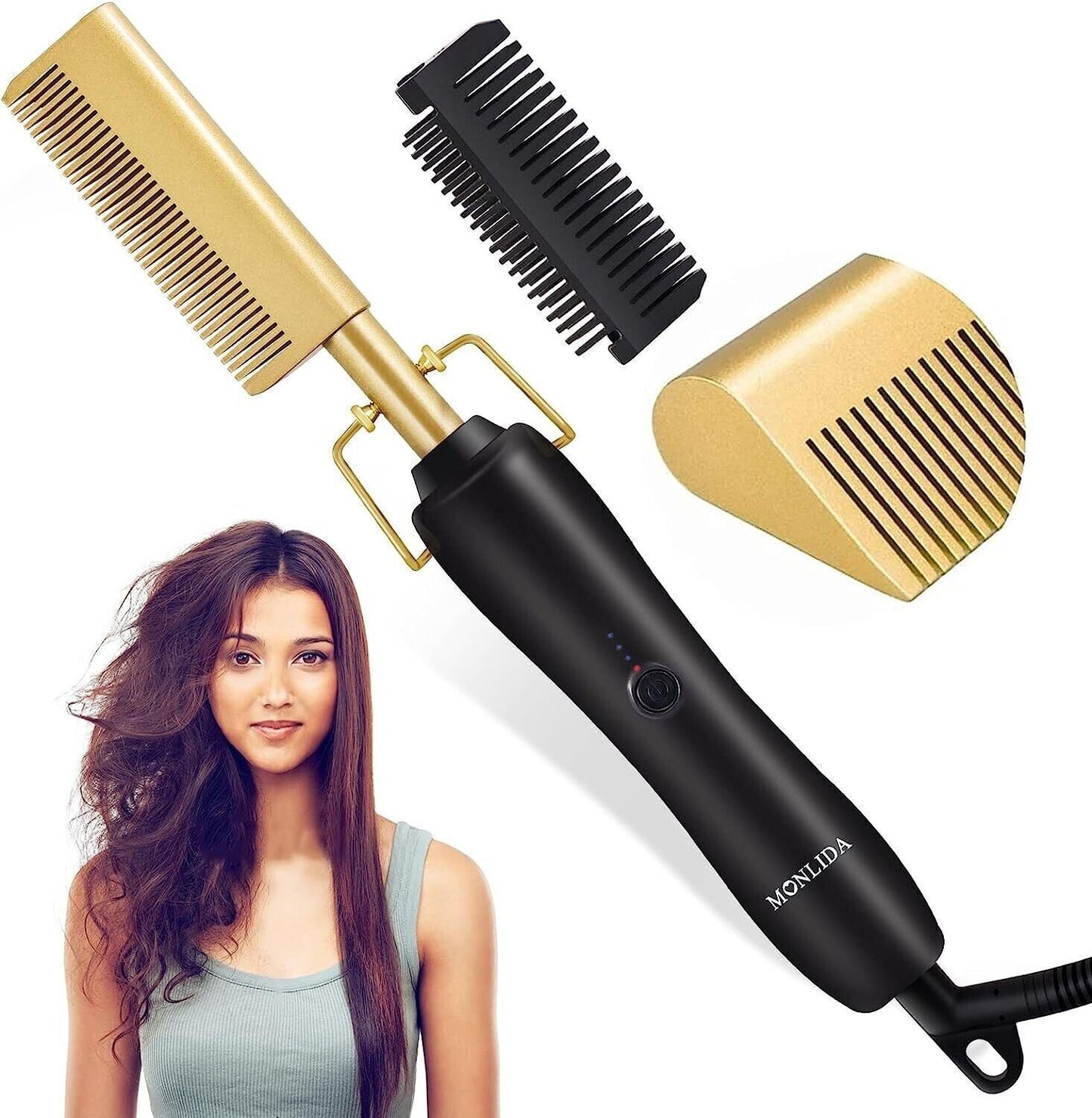 Spazzola lisciante per capelli, Monlida 2 in 1 Piastra riscaldante in ceramica