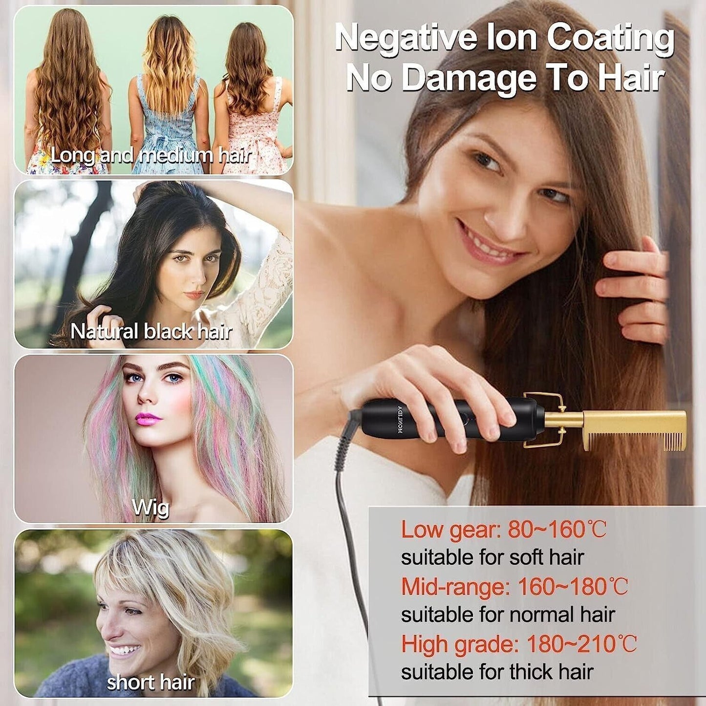 Spazzola lisciante per capelli, Monlida 2 in 1 Piastra riscaldante in ceramica